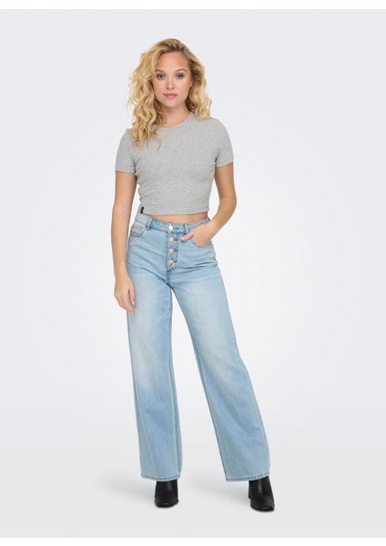 O Yaka Düz Gri Kadın T-Shirt Onlbetty S/s O-Neck Short Top cc Jr fiyatları