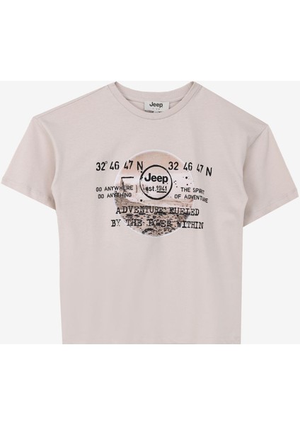 Taş Erkek Çocuk Bisiklet Yaka Oversized Baskılı T-Shirt C4SB-TST4034