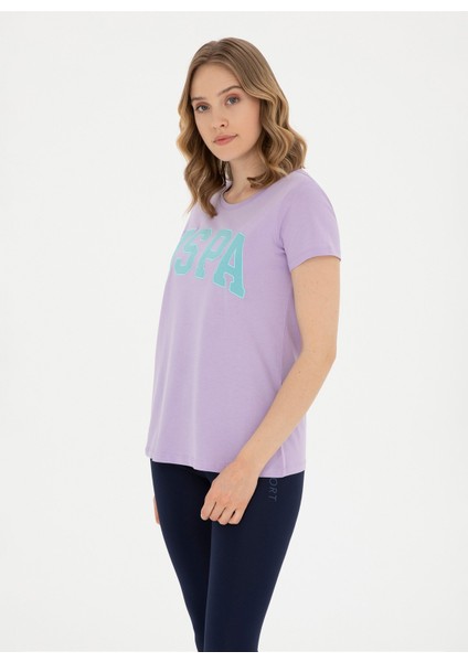 Bisiklet Yaka Lila Kadın T-Shirt GEAN24