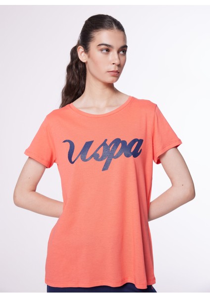 Bisiklet Yaka Nar Çiçeği Kadın T-Shirt BEAN-IY24