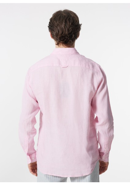 Slim Fit Düğmeli Yaka Pembe Erkek Gömlek MW0MW34602