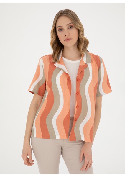 Standart Gömlek Yaka Pudra Kadın Gömlek PARVA024Y modelleri