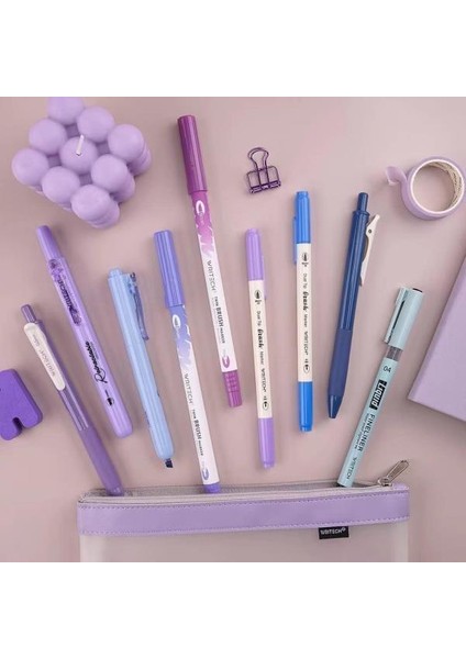 Night Kalem Seti Kalem Çantalı 9 Adet Pus Mavisi ve Göz Mavisi modelleri