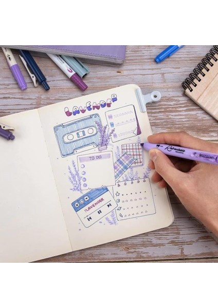 Night Kalem Seti Kalem Çantalı 9 Adet Pus Mavisi ve Göz Mavisi fırsatları