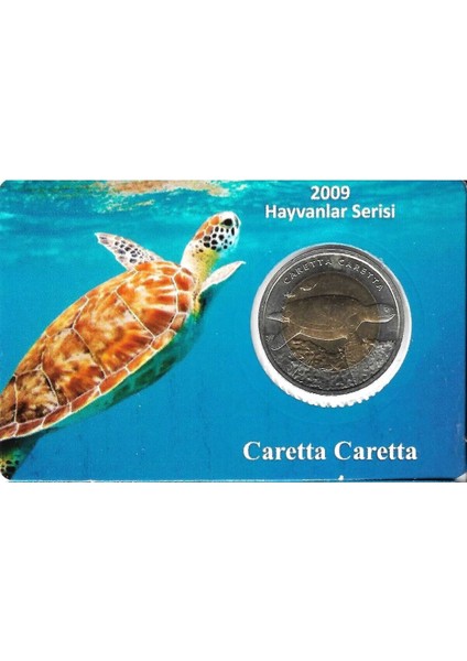 3ALP Koleksiyon, Caretta Caretta 1 Lira 2009, Darphane Hatıra Bimetal Para, Hayvanlar Serisi, Renkli Kapamasında, Çil fiyatları