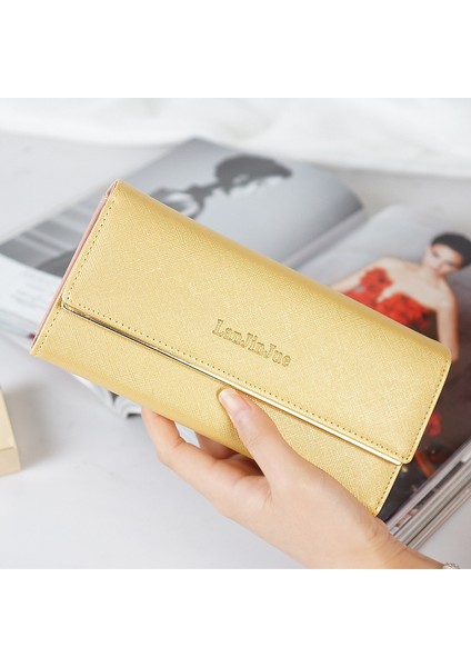 Uzun Mektup Tokalı Basit Üç Katlı Cüzdan (Yurt Dışından)