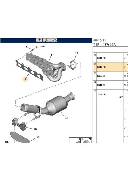 Egzoz Manifold Contası 206 307 308 406 407 607 806 807 C4 C5 Xsara (0349H8)