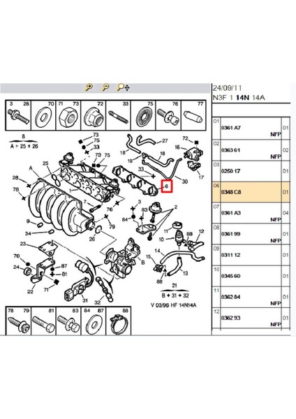Emme Manifold Contası 306 406 605 806 Xantia (0348C8)