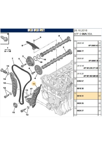 Eksantrik Zincir Paleti 207 208 308 3008 508 5008 Partner Tepee Rcz C3 C4 C5 Berlingo (081831)