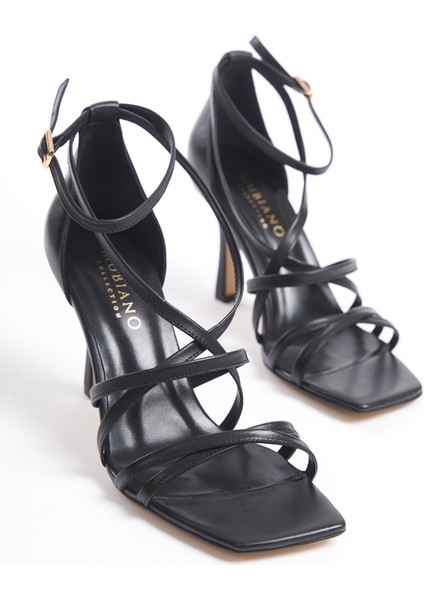 Kadın Topuklu Deri Sandalet Siyah -MCBRG5736-S fiyatları