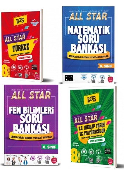 8. Sınıf All Star 4'lü T,m,f,s Soru Bankası Seti