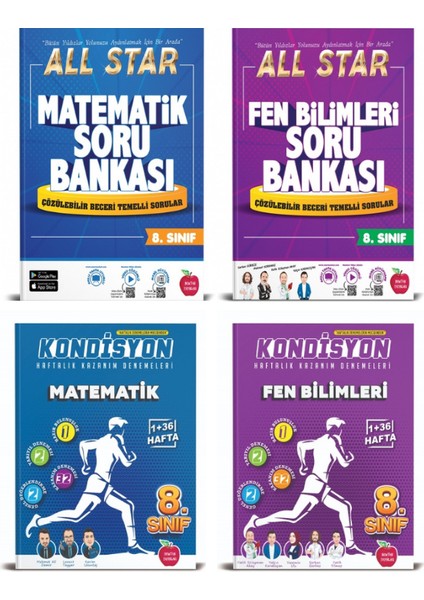 8. Sınıf Matematik, Fen Bilimleri All Star Soru Bankası + Kondisyon Deneme Seti