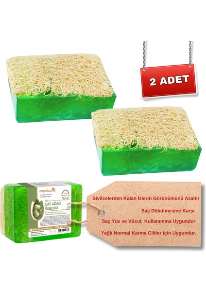 Doğal Kabak Lifli Çay Ağacı Sabunu 120 Gr X 2 Adet Tüm Cilt Tipleri
