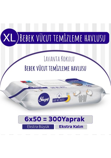 Xl Lavanta Kokulu Bebek Vücut Temizleme Havlusu 6X50(300 Yaprak)