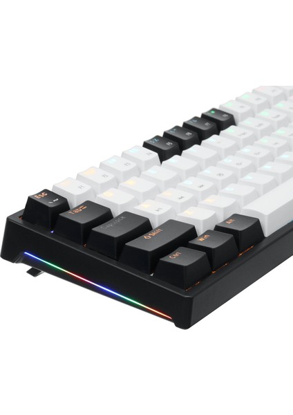 K620 Type-C Kablolu Kırmızı Switch Klavye LED Rgb 61 Tuşlu Rgb Mekanik Oyuncu Işıklı Klave Ergonomik Tasarım Bilgisayar Pc Için Siyah-Beyaz Renk Gaming Keyboard