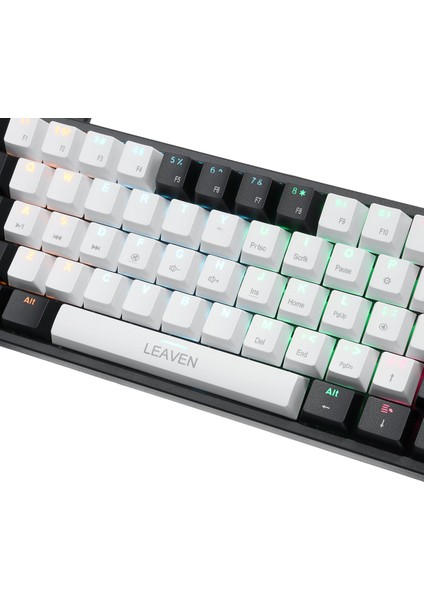 K620 Type-C Kablolu Kırmızı Switch Klavye LED Rgb 61 Tuşlu Rgb Mekanik Oyuncu Işıklı Klave Ergonomik Tasarım Bilgisayar Pc Için Siyah-Beyaz Renk Gaming Keyboard