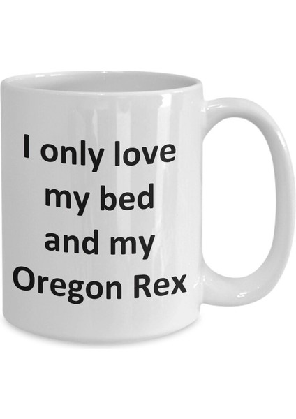 Komik Oregon Rex Kupa - Yatağımı Seviyorum ve Oregon Rex Kedi Kahve Fincanı - Ingilizce Kahve Kupa