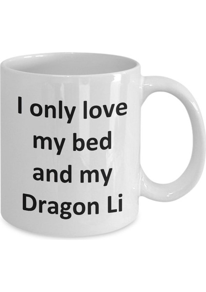Komik Dragon Li Kupa - Yatağımı Seviyorum ve Dragon Li Kedi Kahve Fincanı - Ingilizce Kahve Kupa
