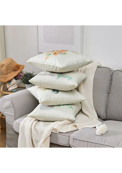 Çiftlik Evi Bahar Yastık Kapakları 18X18 Inç 4'lü Set Açık Atmak Yastıklar Yastık Kılıfları Kanepe Için Bahar Süslemeleri,наволочка (Yurt Dışından)