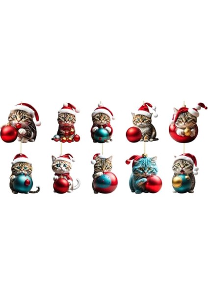 Komik Kara Kedi Süsleri, Yükseklik Sevimli Kediler, Noel Süsleri, Noel Ağacı Asılı Süslemeler (Yurt Dışından)