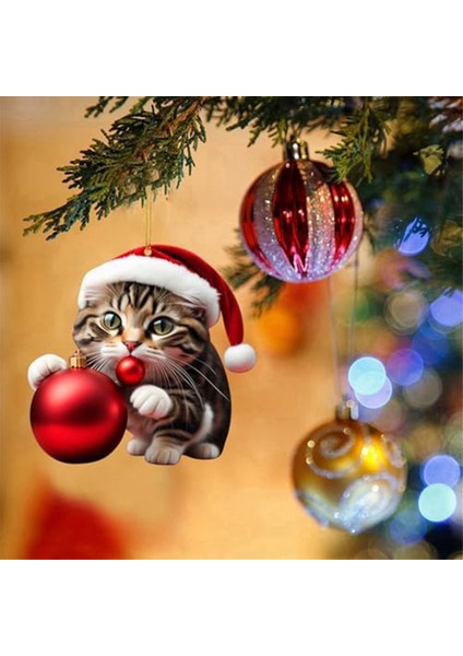 Komik Kara Kedi Süsleri, Yükseklik Sevimli Kediler, Noel Süsleri, Noel Ağacı Asılı Süslemeler (Yurt Dışından)