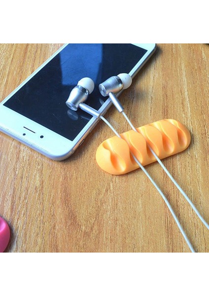 5 Klipsli Kablo Tutucu Silikon Kablo Düzenleyici USB Sarıcı Yönetim Klipleri Tutucu Fare Kulaklık Kulaklık Vb-Beyaz (Yurt Dışından)