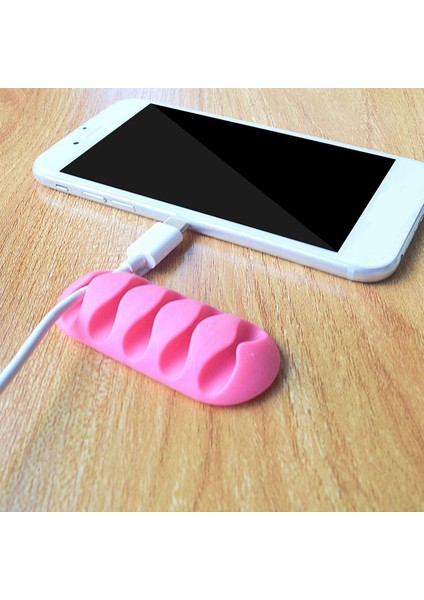 5 Klipsli Kablo Tutucu Silikon Kablo Düzenleyici USB Sarıcı Yönetim Klipleri Tutucu Fare Kulaklık Kulaklık Vb-Beyaz (Yurt Dışından) modelleri
