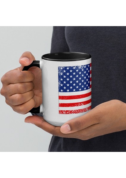 Abd Bayrağı Desenli Kupa Bardak - Renkli Kupa Ingilizce Kahve Kupa Kahve Fincanı Kupa