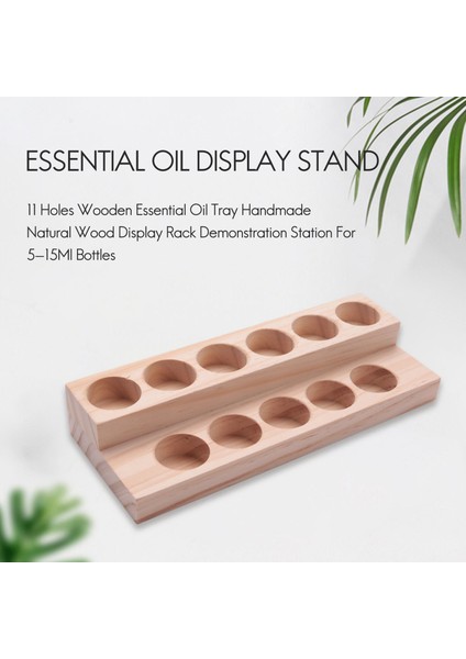 10X 11 Delik Ahşap Uçucu Yağ Tepsisi El Yapımı Doğal Ahşap Vitrin Gösteri Istasyonu 5-15ML Şişeler Için (Yurt Dışından)