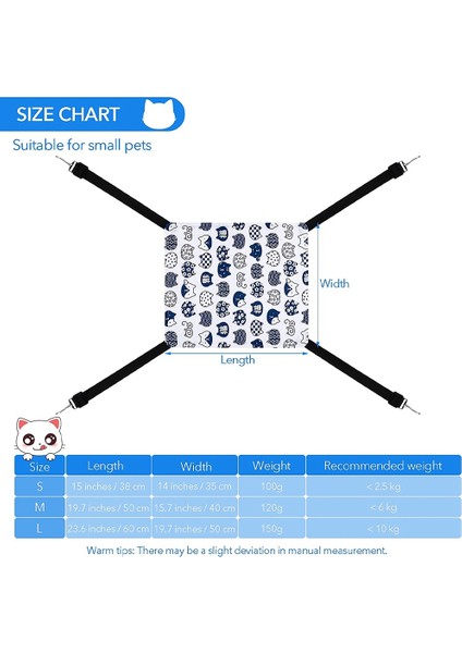 Paket Ayarlanabilir Askılı ve Kancalı Geri Dönüşümlü Kedi Asılı Hamak Çift Taraflı Evcil Hayvan Kafesi Hamak Asılı Yatak L (Yurt Dışından)