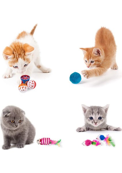 Kedi Oyuncakları-Interaktif Evcil Hayvan Oyuncakları 21 Parçalı Sınıflandırma (2 Delikten) Kedi Badminton Eğlenceli Top Çiğneme Çubuğu Seti (Yurt Dışından) modelleri
