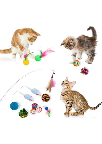 Kedi Oyuncakları-Interaktif Evcil Hayvan Oyuncakları 21 Parçalı Sınıflandırma (2 Delikten) Kedi Badminton Eğlenceli Top Çiğneme Çubuğu Seti (Yurt Dışından) indirimleri