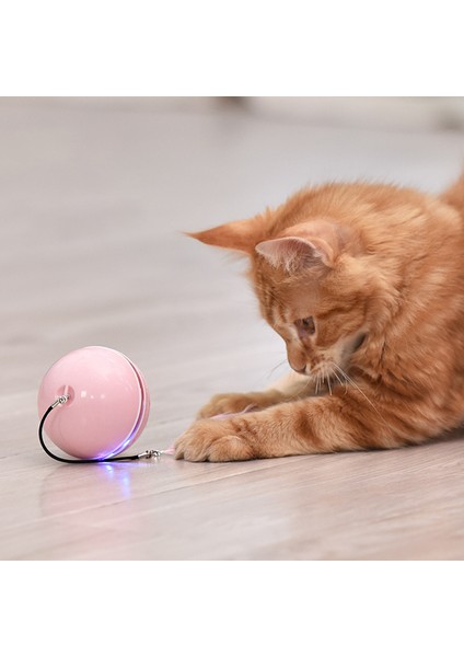 Kedi Oyuncak Renkli LED Kendiliğinden Dönen Top Kedi Nipiyle Çan ve Tüy Oyuncaklar USB Şarj Edilebilir Kedi Yavrusu Top Oyuncak-Gri (Yurt Dışından)