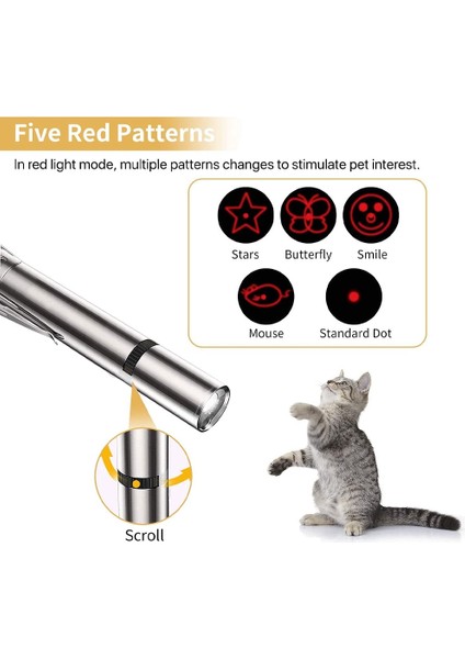 Pet Kedi Kırmızı Işaretli Oyuncaklar, Iç Mekan ve Dış Mekan Pet Kedi Oyuncakları, USB Şarjı, Değiştirilebilir Desenler (Yurt Dışından) modelleri