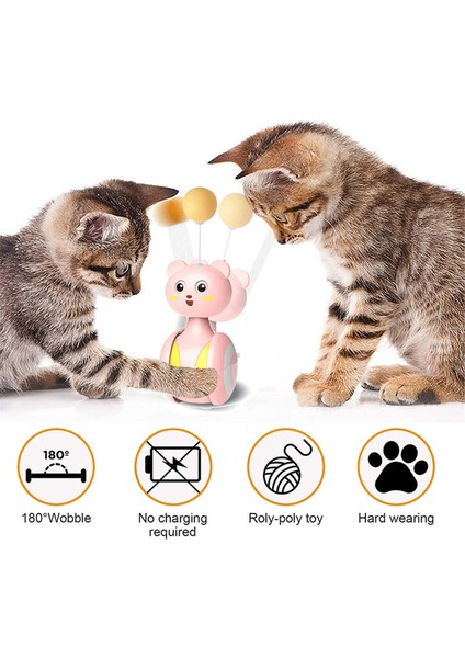 Kedi Oyuncak Tumbler Salıncak Oyuncaklar Kediler ile Uyumlu Komik Denge Arabası Interaktif Yavru Kedi Oyuncak Tüy Topu ile Kedi Oyuncağı Pembe (Yurt Dışından) fırsatları