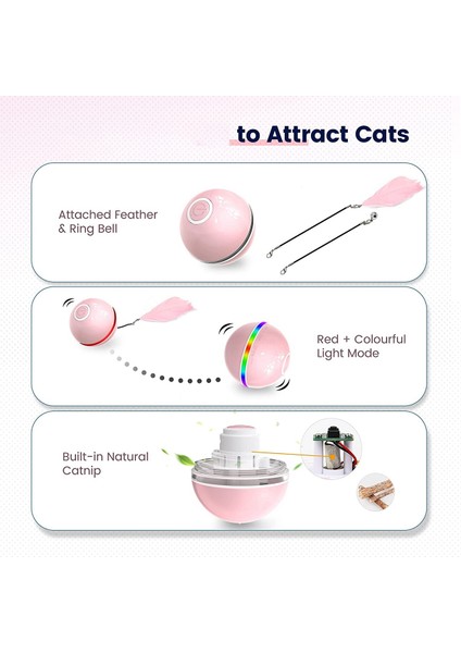 Kedi Topu Interaktif Kedi Oyuncakları Kapalı Kediler ile Uyumlu Çan Tüylü Yavru Kedi Oyuncakları, Açık Pembe ile Dönen Kedi Oyuncak Topları (Yurt Dışından) fırsatları
