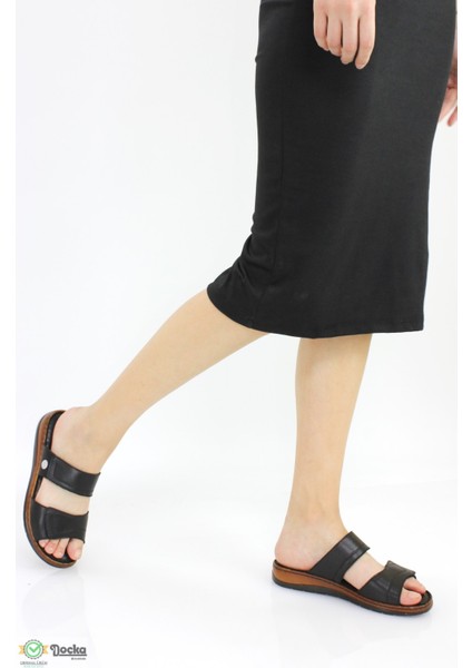 Kadın Deri Ortopedik Düz Taban Cırtlı Terlik M25/YS-GİTA fiyatları