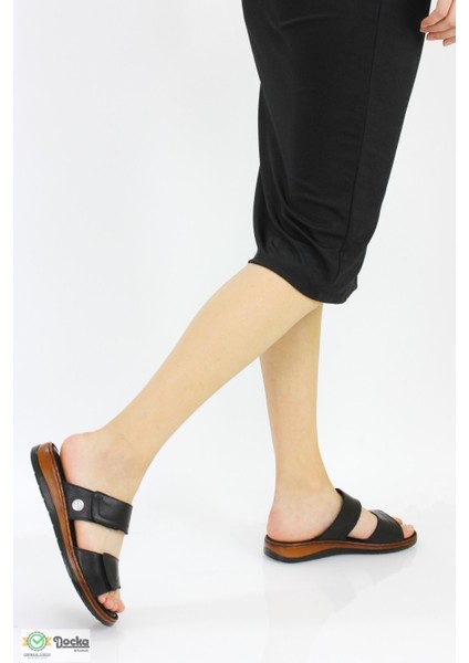 Kadın Deri Ortopedik Düz Taban Cırtlı Terlik M25/YS-GİTA fırsatları