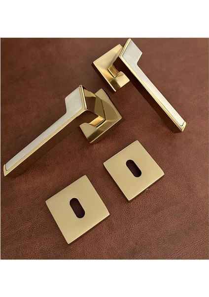 Albatros Gold Kare Rozetli Oda Kapı Kolu Koldoor 3 Takım