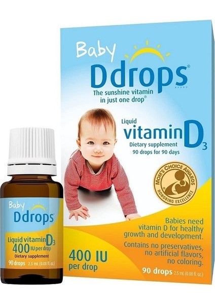Liquid Vitamin D3 400 'ıü 0.08 Fl Oz (2.5 Ml) 90 Damla