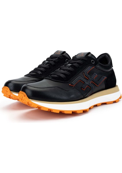 Erkek Hakiki Deri Siyah/turuncu Sneakers & Spor Ayakkabı 510 FU0875B Erk Ayk Y24 Nero/arancıo fırsatları