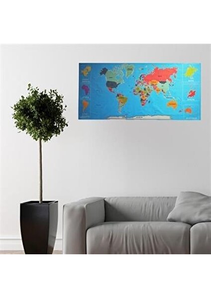 Buffer® Renkli atlas Dünya haritası Manyetik Yapıştırıcı Gerektirmeyen Duvar Stickerı 118 cm * 56 cm