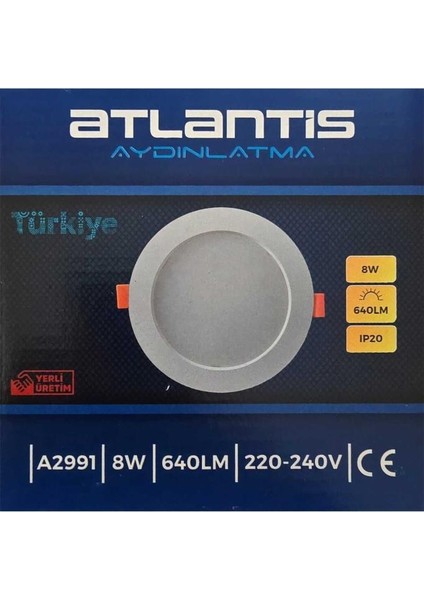 8W Sıva Altı Panel LED Beyaz (6W Uyumlu) İç Çap 10 cm Dış Çap 13 cm Soğutuculu 640 Lümen