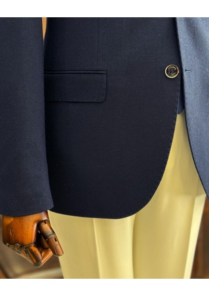 Klasik kesim mono yaka kaşe erkek ceket lacivert T11368 fırsatları