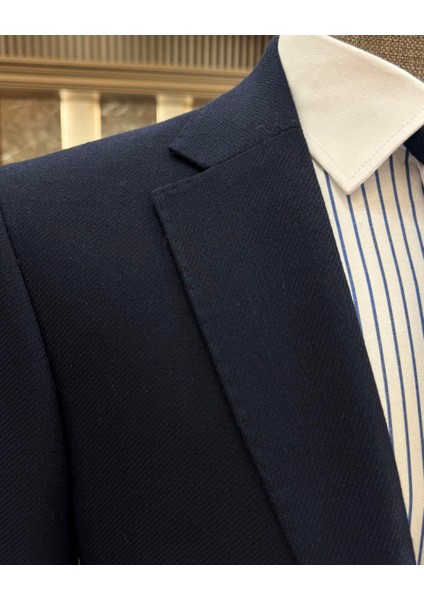 Klasik kesim mono yaka kaşe erkek ceket lacivert T11368 indirimleri