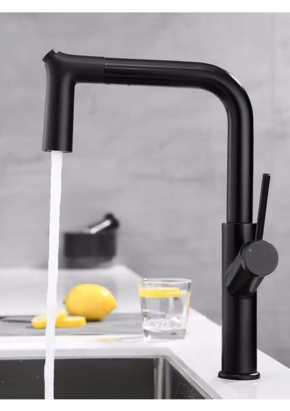 Siyah Spiralli Mutfak Bataryası Eviye Bataryası - BTR60B