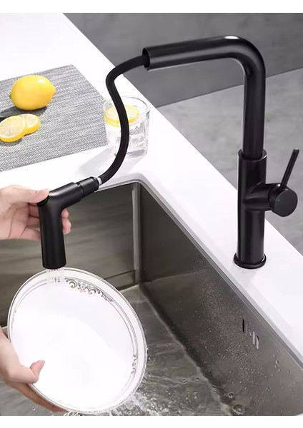 Siyah Spiralli Mutfak Bataryası Eviye Bataryası - BTR60B modelleri