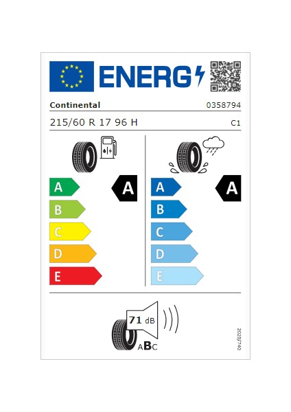 215/60 R17 96H Ecocantact 6 Yaz Lastiği (Üretim Yılı:2024)