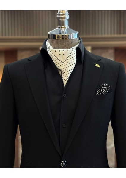 Italyan Stil Slim Fit 8 Drop Mono Yaka Erkek Ceket Siyah T10773 fiyatları