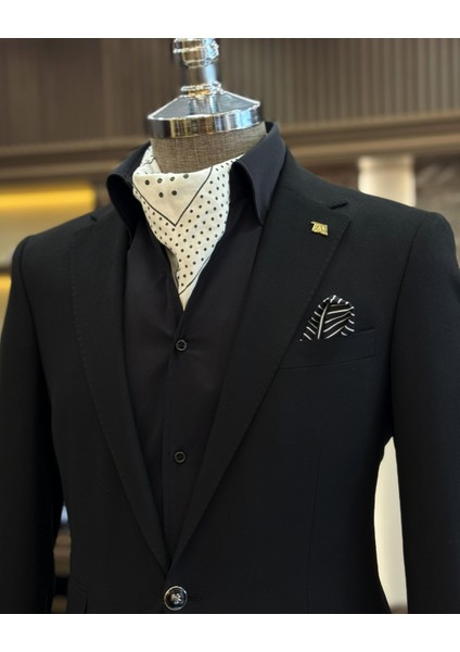 Italyan Stil Slim Fit 8 Drop Mono Yaka Erkek Ceket Siyah T10773 modelleri